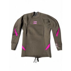 Billabong Synergy 2/2mm Neoprene Wetsuit Jacket Womens Medium Black Pink Surf